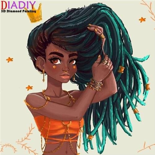 5D DIY Diamond Painting African woman Girls Full Drill diamond Embroidery Cross Stitch Mosaic Kit Home Decoration Christmas gift