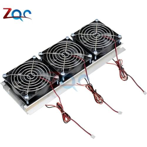 180W Triple Fan Semiconductor electronic Refrigeration Cooling Thermoelectric Water Cooled Aluminum Radiator Fan for Mini Fridge
