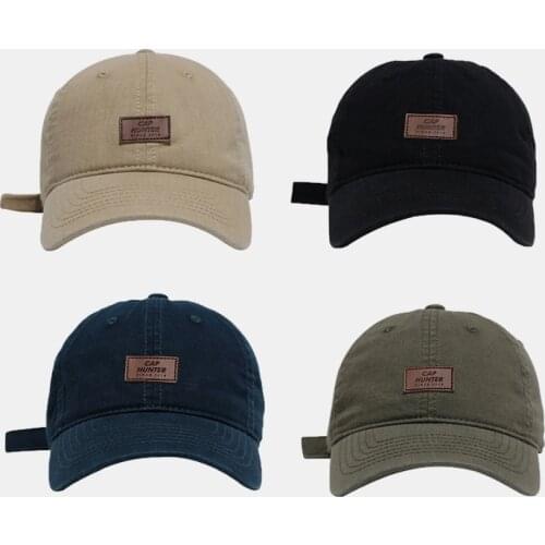 Leather Logo Baseball Cap Men Women Fitted Dad Hat Hip Hop Harajuku Snapback Trucker Cap Golf Outdoor Adjustable Casual Summer