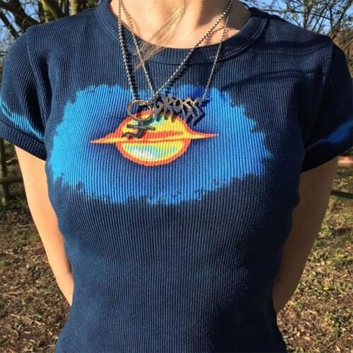 Girl Aesthetic T-Shirts Vintage Streetwear Tie Dye Women Crop Tops Print T-Shirts