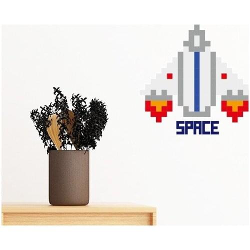 Space Ship Take Off Universe Pixel Removable Wall Sticker Art Decals Mural DIY Wallpaper for Room Decal