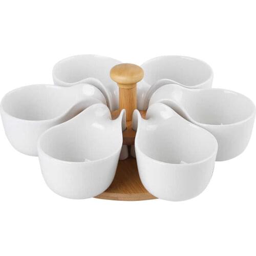 Creative White Ceramics Partition Fruit Dish Household Fruit Platter Dried Fruit Multi-plate Bar KTV Living Room Snack Dish