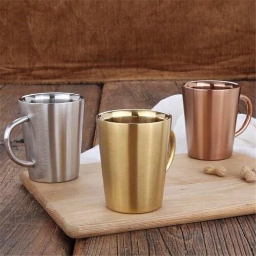 Stainless Steel Coffee Mugs Milk Beer Mugs Thickened Double Wall Tea Jucie Cups Travel Mug Camping Mugs With Handle