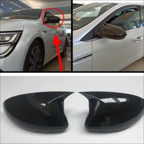 2 Pieces High Quality ABS Plastic Bat Style Mirror Covers Caps RearView Mirror Case Cover Piano Black For Renault Talisman