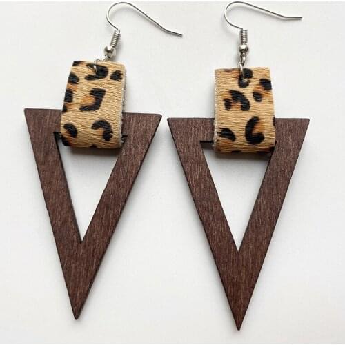Leopard Leather Wood Statement Drop Earring Jewelry Simple Metal Retro Vintage Bohemian New Geometric Casual Unique Earrings