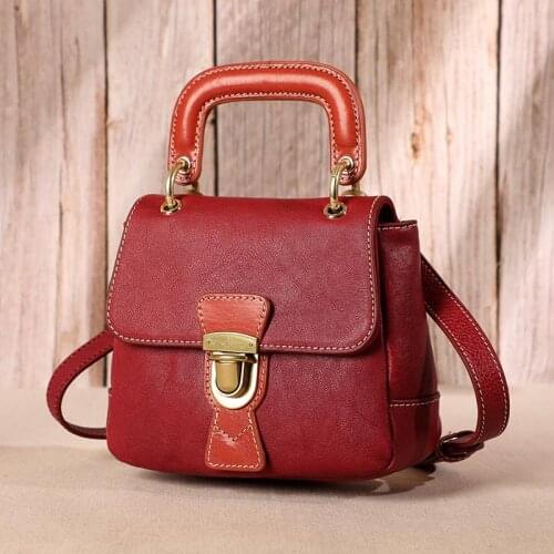 Genuine Leather Small Tote Bag 2021 New Women Retro Cow Leather Shoulder Bags Ladies Mini Crossbody Bag Leisure Shopping Handbag