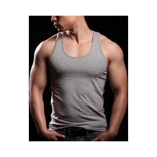 Mens singlet underwear fitness tight-fitting basic solid color mens singlet tops sleeveless undershirt men male underwear