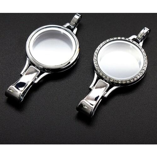10pcs Copy Stainless Steel 30mm x 65mm Badge Hold Lanyard Floating Glass Memory locket fit Floating Locket Memory Charms