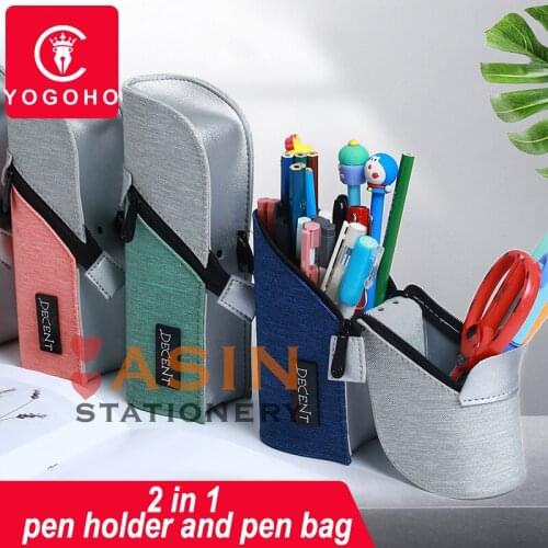 Multi function pen holder, pen bag, 2 in 1 portable Korean compact anti shock pen bag with holder stationery storage box