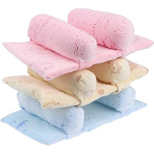 Infant Baby Soft Pillow Prevent Flat Head Anti Roll Cushion Sleeping Support Baby Cotton Pillows Cute Anti-heading Pillow