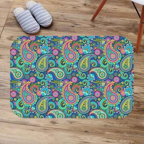Soft Suede Bathroom Anti-skid Carpet Paisley Living Room Floor Rugs Customzied Bath Mat Doormat DIY Entrance Door Mats
