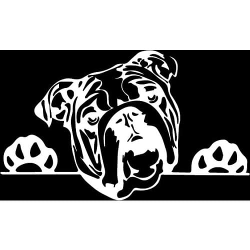 Funny Car Sticker Olde English Bulldog Bully Dog Pattern Accessories Reflective Vinyl Decal Black/Silver,8cm*15cm