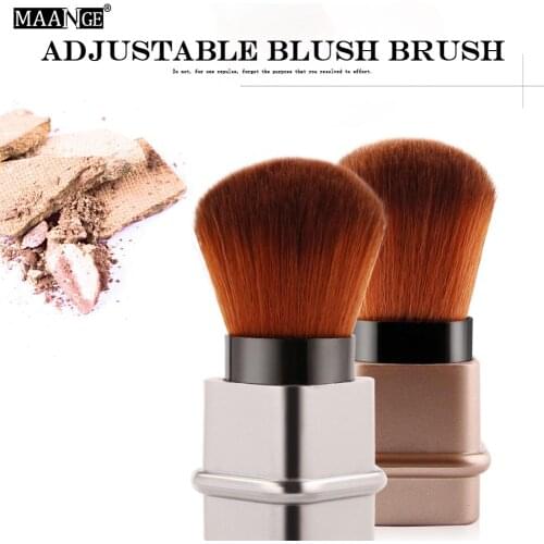 New Makeup Brush Portable Powder Blush Bronzer Brush Brown Metal Beauty Cosmetics Tool
