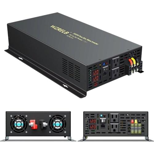 New 3500W DC 12v 24v 36v 48v To AC LED Display Pure Sine Wave Inverter Wired Remote Controllor Multi-protection Transformer