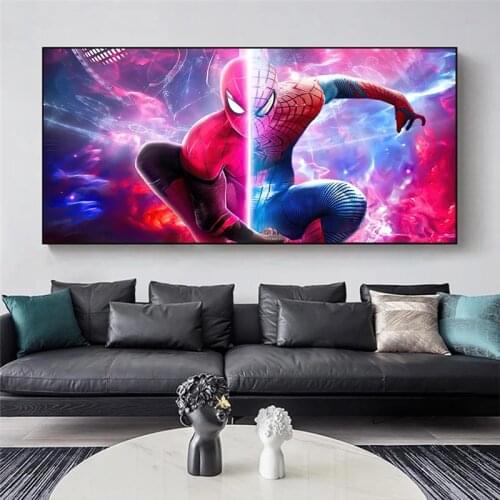 Spiderman Poster and Prints Marvel Superhero Canvas Figure Painting Modern Black and Red Wall Art Pictures for Room Decor Poster