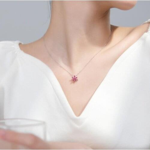 Simple Necklace 925 Sterling Silver Pendants Necklaces Chain with Cubic Zirconia