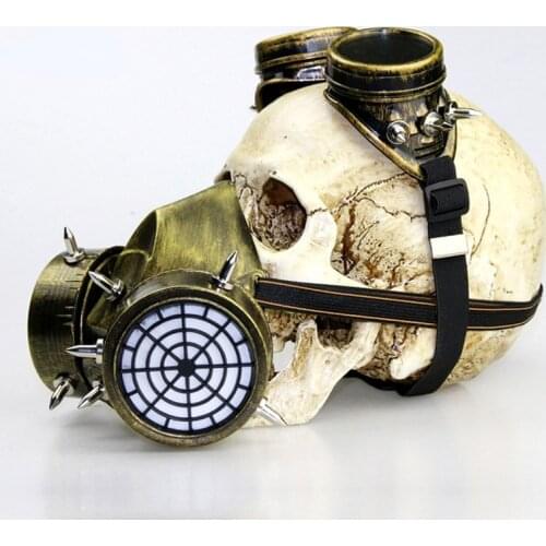Steampunk Fashion Retro Rivets Gas Mask with Goggles Gothic Accessories for Masquerade Carnival Party Halloween Masks & Eyewear