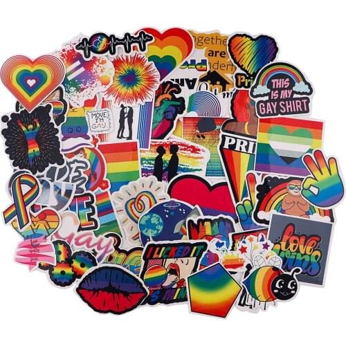 Ransitute R2320 48pcs/set Rainbow Gay Fashion Stickers DIY Decorative Stickers For DIY PC Wall Notebook Phone Case Stickers