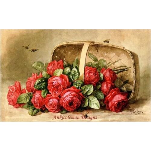 Needlework for embroidery DIY French DMC High Quality - Counted Cross Stitch Kits 14 ct Oil painting - Flowers in Basket