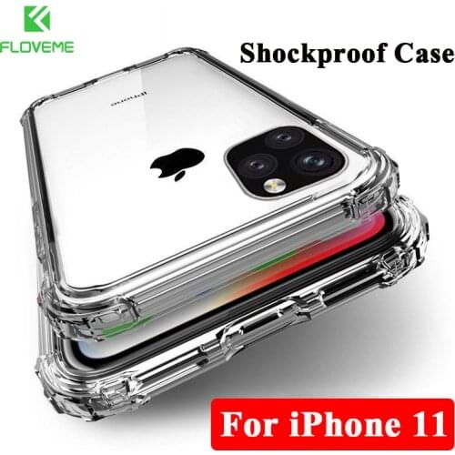 FLOVEME For iPhone 11 Case For iPhone 11 Pro Max Shockproof Bumper Transparent Silicone Case For iPhone 11 Pro 2019 Cover Coque