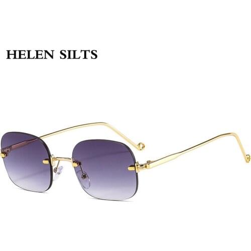 Fashion Small Square Sunglasses Women Vintage Rimless Sunglasses Men Female Retro Frameless Eyeglasses Ladies Oculos De Sol