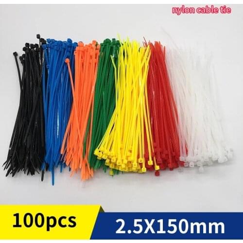 100pcs 3*150mm Width 2.5mm Colorful Factory Standard Self-Locking Plastic Nylon Cable Ties,Wire Zip Tie