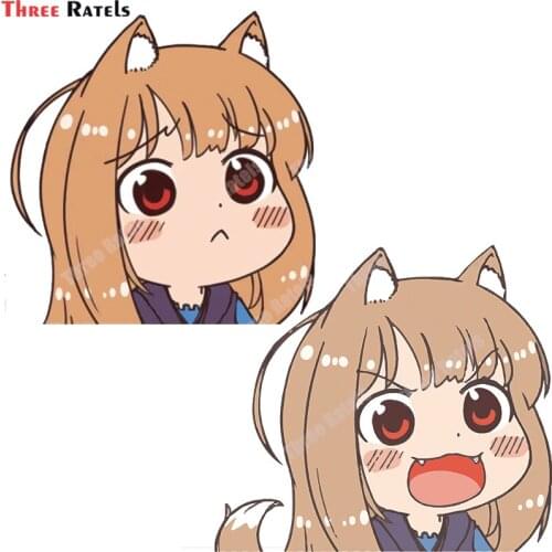 Three Ratels B97 Spice And Wolf Anime Chibi Big Head Cartoon Decals For Car Cover Personalized Creative Scratch Stickers