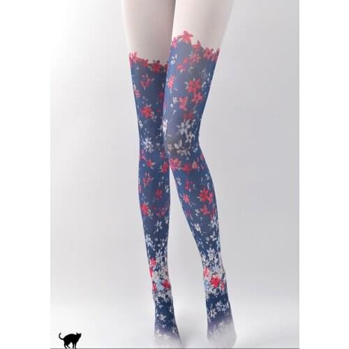 Unique stockings patchwork pattern thin Tights High-quality bule flowers Silk stockings 1 order=1pc