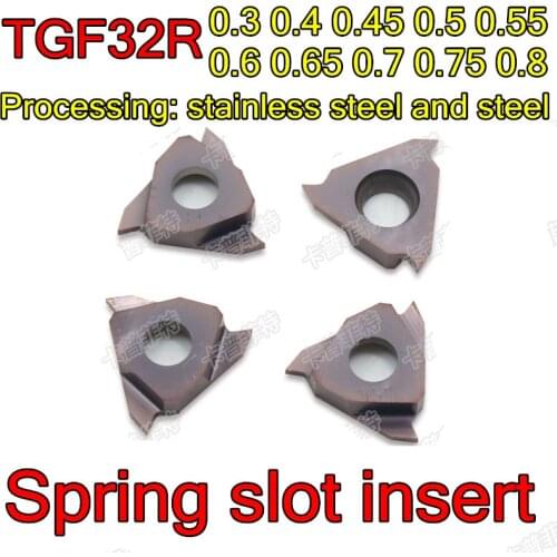TGF32R-0.3 0.4 0.45 0.5 0.55 0.6 0.65 0.7 0.75 0.8mm Vertical Circlip groove insert Processing: stainless steel and steel