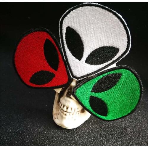 UFO Alien head Embroidery patchRocker Iron On/Sew on Patch Jacket Biker Patch for clothing vest jacket hat bag badges