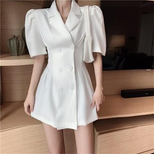 2020 new Summer Short-sleeved Blazer Dress waist double-breasted Dress temperament Suit Dress Womens Dresses m461