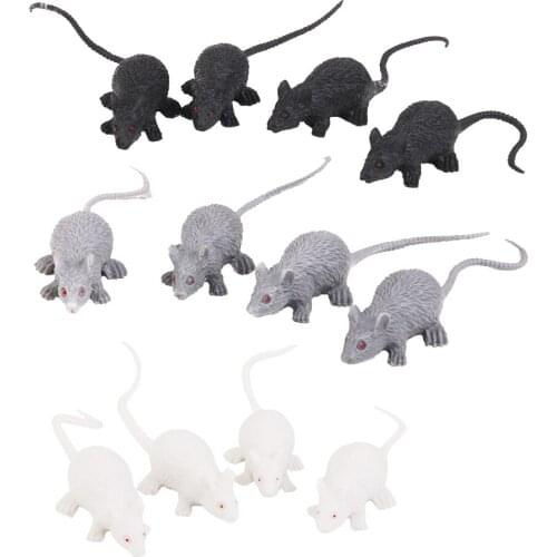 12pcs Plastic Rats Halloween Rodents Animals Model Party Jokes Mouse Prop