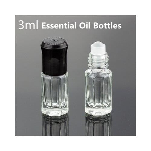 3ml Glass Essential Oil Travel Bottles 10ml 12ml Empty Roll On Refillable Perfume Bottle Steel Roller Ball Containers