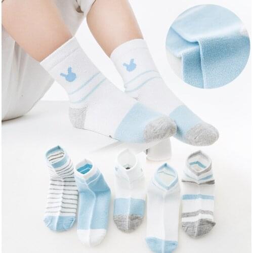 5 Pair/lot Kids Socks Cotton Made Boys Stripe Sports Socks for Spring and Autumn Kids Student Socks