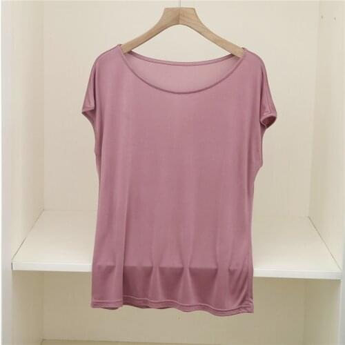 70%Silk 30%Viscose Tank tops women Knitted silk shirts 2021 tshirts for women All match undershirts Fashion Woman tees