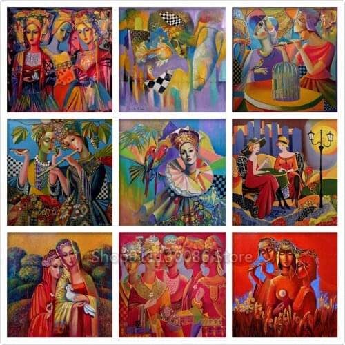 5D DIY Full Drill Diamond Painting Abstract Art African Woman Bird Diamond Embroidery Mosaic Portrait Cross Stitch Home Decor