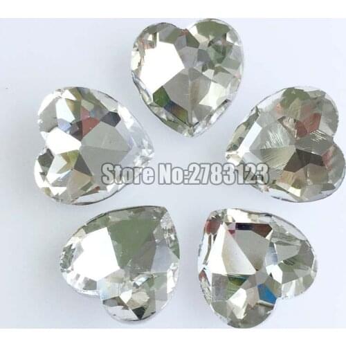 Free shipping AAA+ Glass Crystal White heart shape pointback rhinestones 8mm 10mm 12mm 14mm 16mm 18mm 27mnm