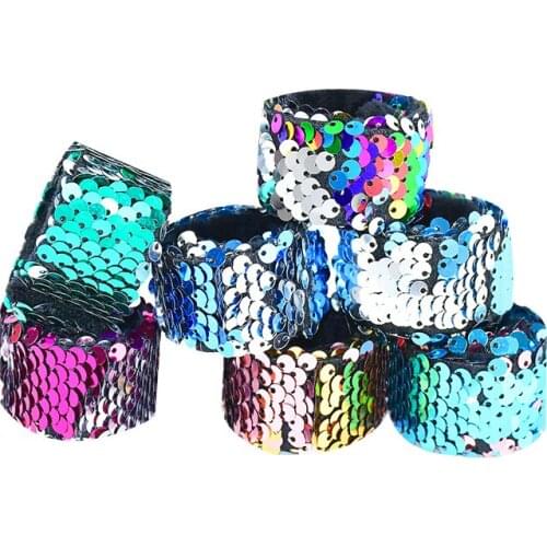 5pcs Girl Wristband Ring Mermaid Sequin Theme Bracelet Color Adult Children Toy Holiday Gift Jewelry Party Decoration Girl Gift