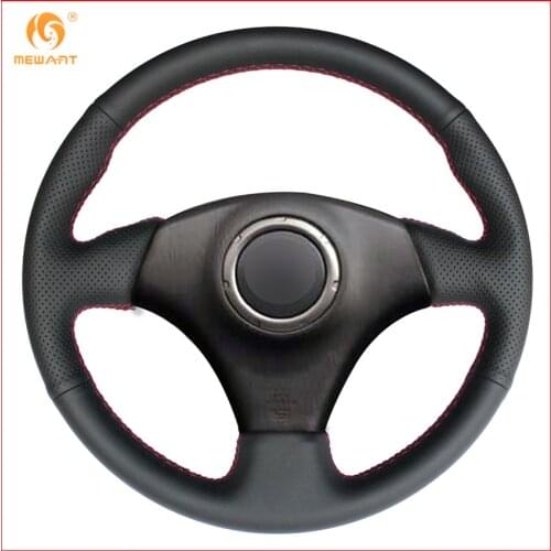 MEWANT Black Genuine Leather Steering Wheel Cover for Toyota RAV4 2003-2005 Celica 2003 Caldina 1995-2002 Lexus IS200 300 Parts