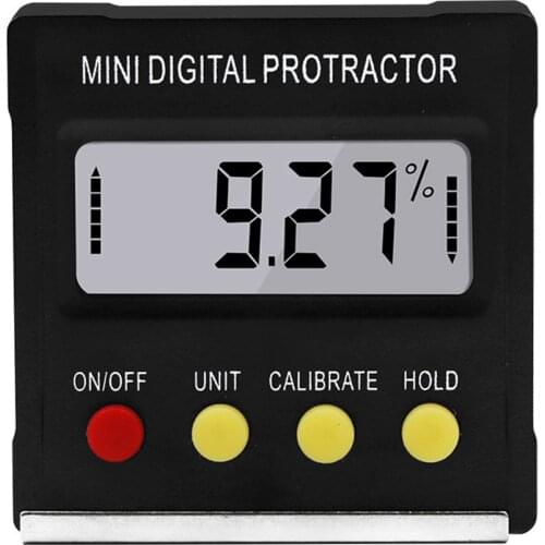 Black Mini Electronic Digital Display Inclinometer 0.1 Degree Resolution And Degree Range Magnetic Angle Ruler Inclination Box