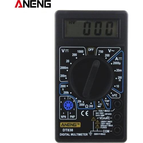 DT838 Digital Multimeter LCD AC DC Voltage Tester Voltage Resistance Diode Diode Current Electrical Voltage Meter Multimetro
