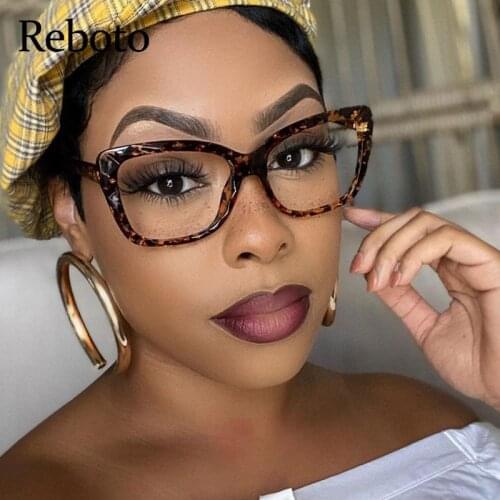 Decorative Glasses Clear Frame Glasses Anti Blue Light Fashion Square Leopard Oversize Computer Transparen Glasses Frame Female