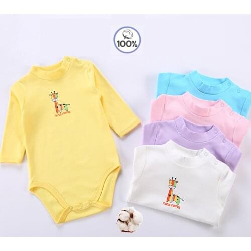 Baby clothes baby bodysuit long sleeves bodysuit baby boy girls clothes children clothing 100% cotton high neck overalls clothes