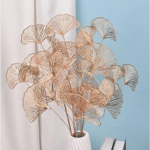Artificial Leaves Fake Ginkgo Biloba Plant Branch Retro Simulation Leaf for Home Decor Wedding Faux Foliage Photography Props