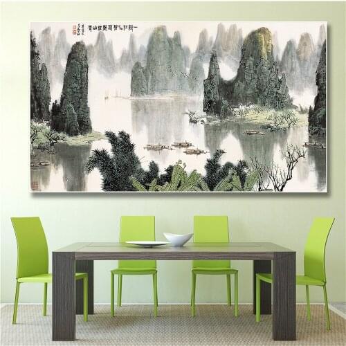 Chinese Oil Painting Scenery Asian Decor Wall Pictrues for Living Room Decoration Maison Chinese Landscape Drawing Canvas Poster