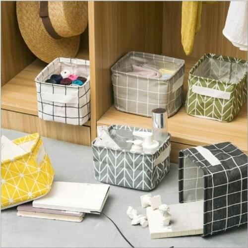 Linen Desktop Storage Box Waterproof Toy Sundries Storage Basket Cosmetic Underware Storage Organizer Office Stationery