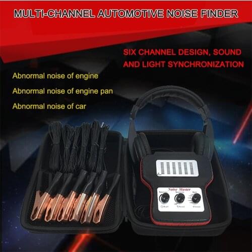Car Noise Finder Kit 6 Multi-Channel Electronic Stethoscope Listening Device Noise Detector Abnormal Sound Detector for Truck
