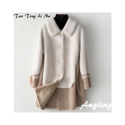 Top brand Fashion 2020 Women Real Genuine Sheep Fur Coat H4 high quality