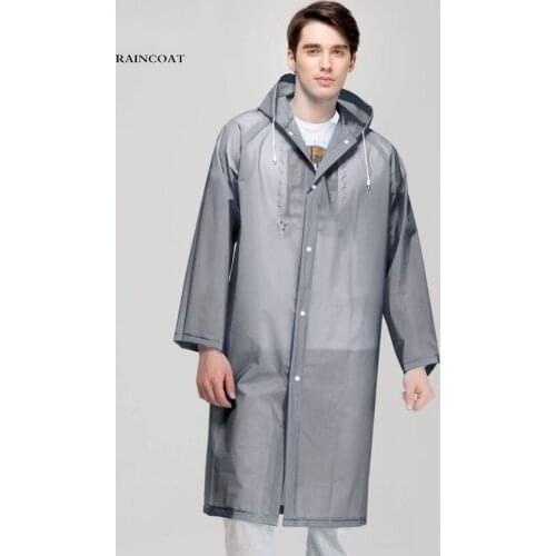 Fashion Women men EVA Transparent Raincoat Portable Outdoor Travel Rainwear Waterproof Camping Hooded Ponchos Plastic Rain Cover
