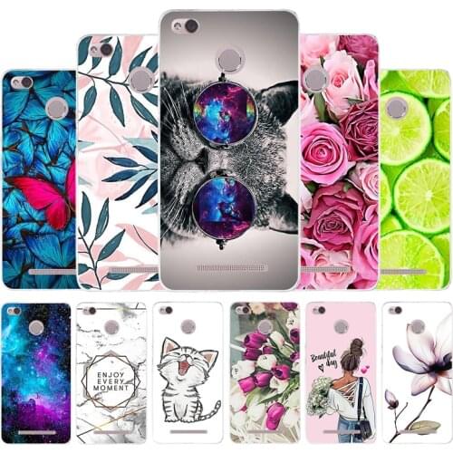 Soft Cases For Xiaomi Redmi 3 3S Case Silicone TPU Cover For Xiomi Redmi 3 S Redmi3 Mobile Phone Case Bumper Cute Flower Animal